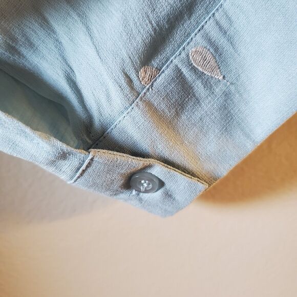 Cirana Button Up Top Womans XL Embrolidred Sky Blue Lace Insets - Picture 7 of 14